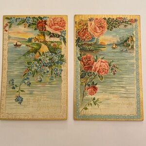 Pair of Antique “Birthday” Postcards